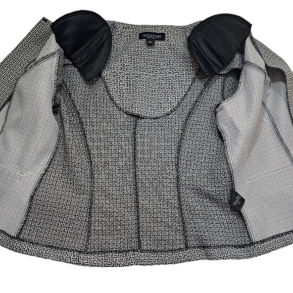 Perceptions New‎ York Women's Blazer Size 12 Grey, Black, White 3/4 qrt sleeves - Picture 6 of 14